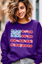 Flower USA Flag Graphic Fleece Sweatshirt - RARA Boutique 