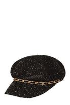Chain brim straw beret hat with sequins from RARA Boutique featuring a stylish, fashionable accessory for summer wear.