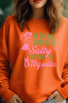 Salty Tequila Cowgirl Graphic Fleece Sweatshirt - RARA Boutique 