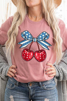 Cherry Coquette USA Bow Graphic T Shirt - RARA Boutique 