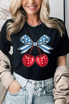 Cherry Coquette USA Bow Graphic T Shirt - RARA Boutique 