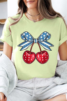 Cherry Coquette USA Bow Graphic T Shirt - RARA Boutique 