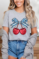 Cherry Coquette USA Bow Graphic T Shirt - RARA Boutique 