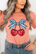 Cherry Coquette USA Bow Graphic T Shirt - RARA Boutique 