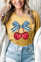 Cherry Coquette USA Bow Graphic T Shirt - RARA Boutique 