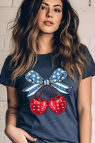 Cherry Coquette USA Bow Graphic T Shirt - RARA Boutique 