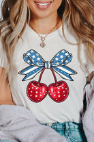 Cherry Coquette USA Bow Graphic T Shirt - RARA Boutique 