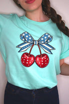 Cherry Coquette USA Bow Graphic T Shirt - RARA Boutique 