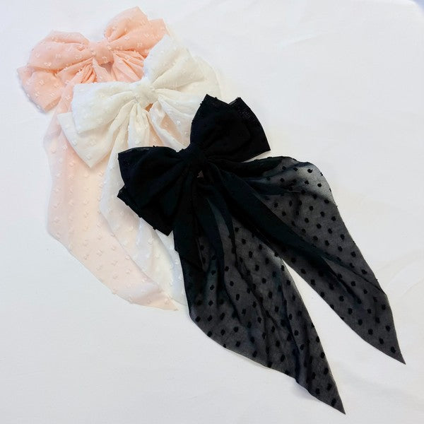 Dreamy Dotty Sheer Bow Hair Clip - RARA Boutique 