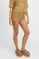 Drawstring Crochet  Hollow Out Lounge Shorts - RARA Boutique 