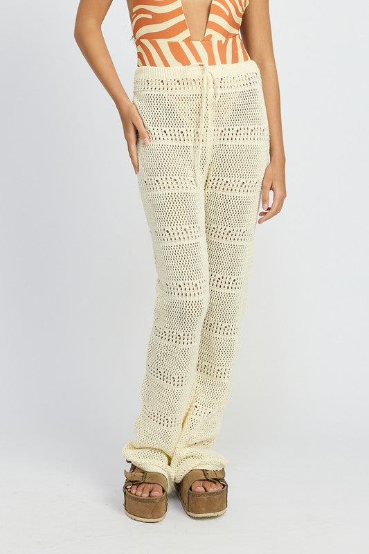 Crochet Pants with Drawstrings - RARA Boutique 