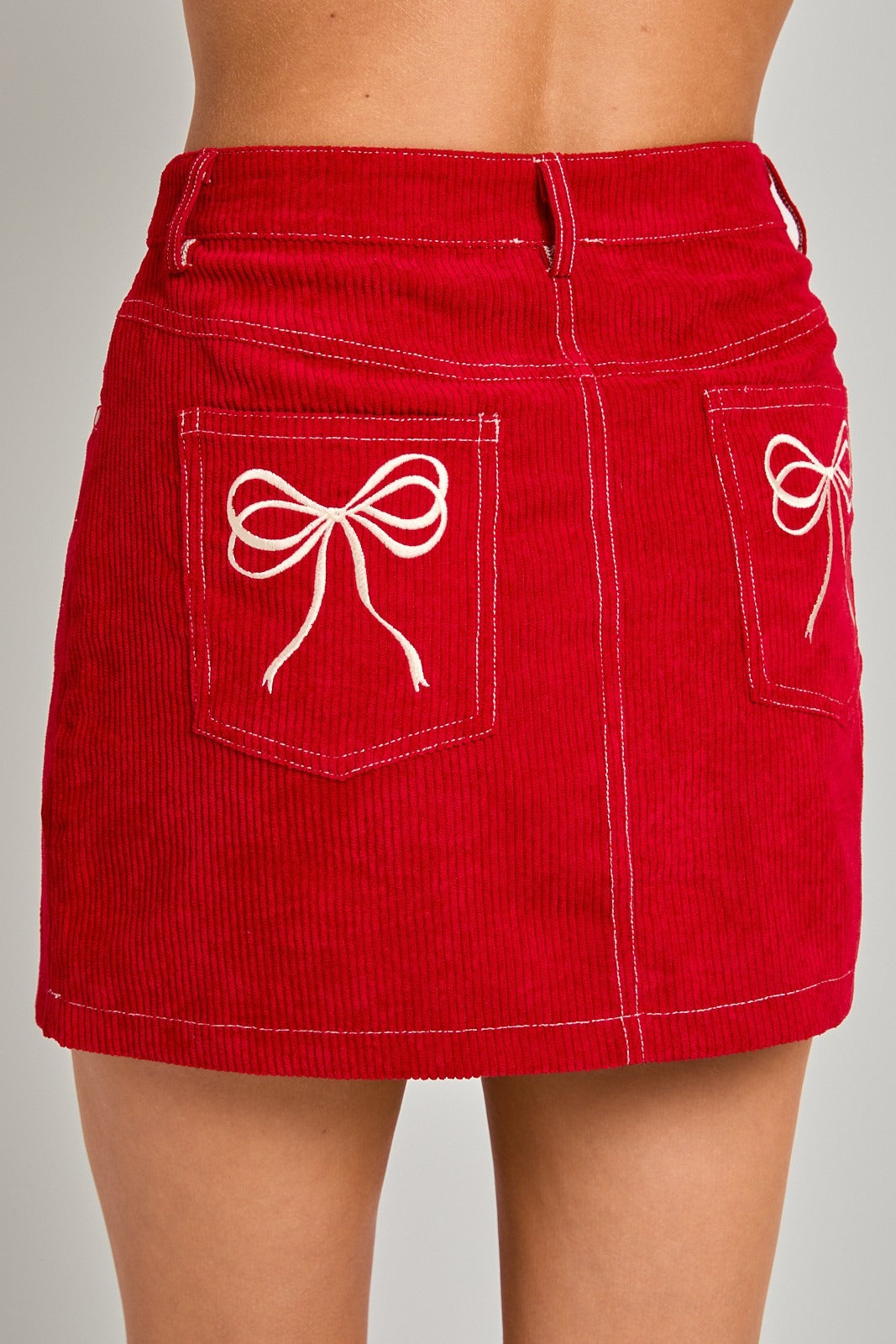 EMBROIDERED POCKET CORDUROY MINI SKIRT- Le lis - RARA Boutique 