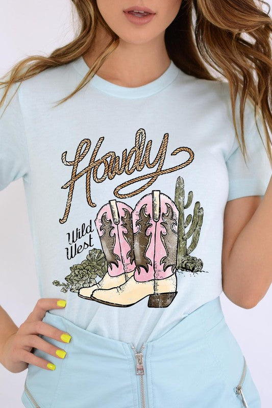 Howdy Cowgirl Boots Graphic T Shirt - RARA Boutique 