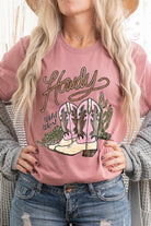 Howdy Cowgirl Boots Graphic T Shirt - RARA Boutique 