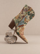 Paneled Floral Jacquard Tapestry Western Boots - Oasis Society - RARA Boutique 