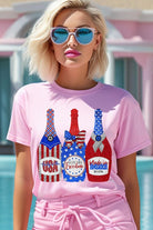 Faux Glitter Patriotic Champagne Graphic T Shirt - RARA Boutique 