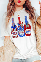 Faux Glitter Patriotic Champagne Graphic T Shirt - RARA Boutique 