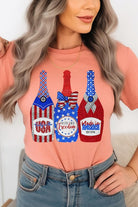 Faux Glitter Patriotic Champagne Graphic T Shirt - RARA Boutique 