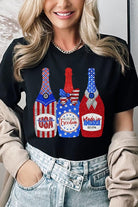 Faux Glitter Patriotic Champagne Graphic T Shirt - RARA Boutique 