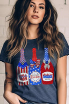 Faux Glitter Patriotic Champagne Graphic T Shirt - RARA Boutique 