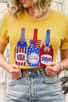 Faux Glitter Patriotic Champagne Graphic T Shirt - RARA Boutique 