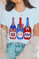 Faux Glitter Patriotic Champagne Graphic T Shirt - RARA Boutique 