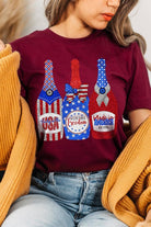 Faux Glitter Patriotic Champagne Graphic T Shirt - RARA Boutique 