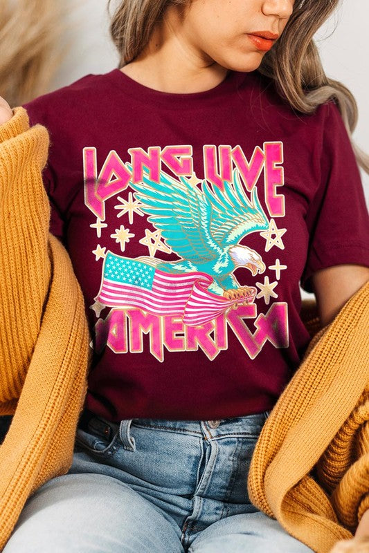 Long Live America Eagle Graphic T Shirt - RARA Boutique 