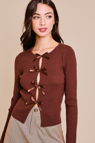 Satin Bow Cutout Knit Long Sleeve Top - Le Lis - RARA Boutique 