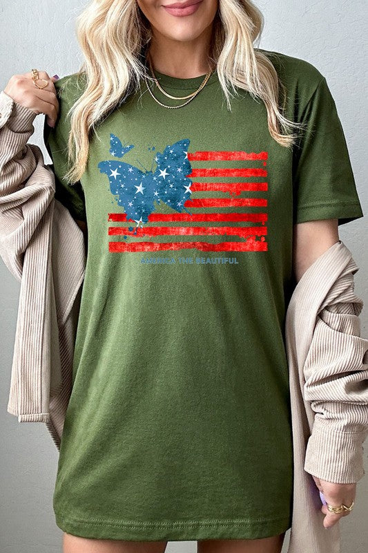 Butterfly USA Flag Graphic T-Shirt - RARA Boutique 