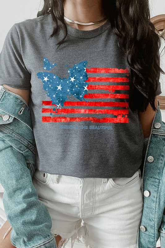 Butterfly USA Flag Graphic T-Shirt - RARA Boutique 