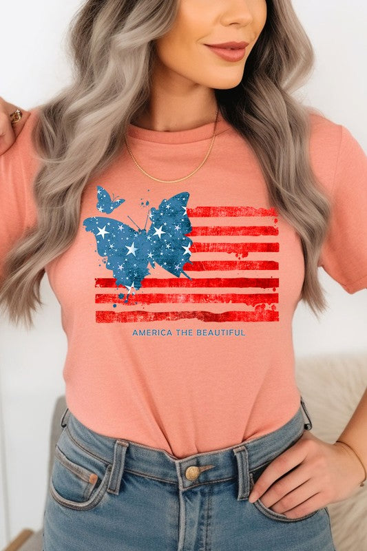 Butterfly USA Flag Graphic T-Shirt - RARA Boutique 