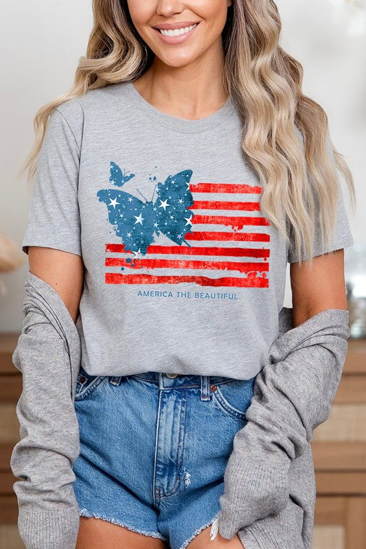 Butterfly USA Flag Graphic T-Shirt - RARA Boutique 