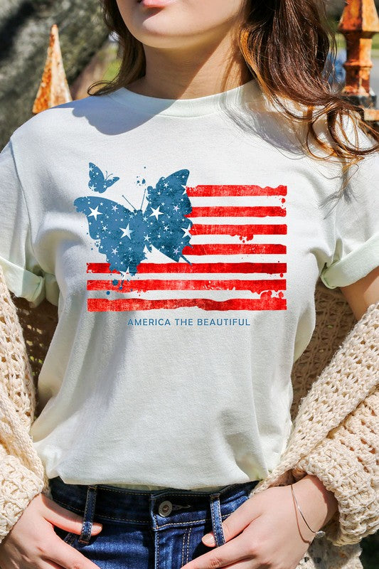 Butterfly USA Flag Graphic T-Shirt - RARA Boutique 