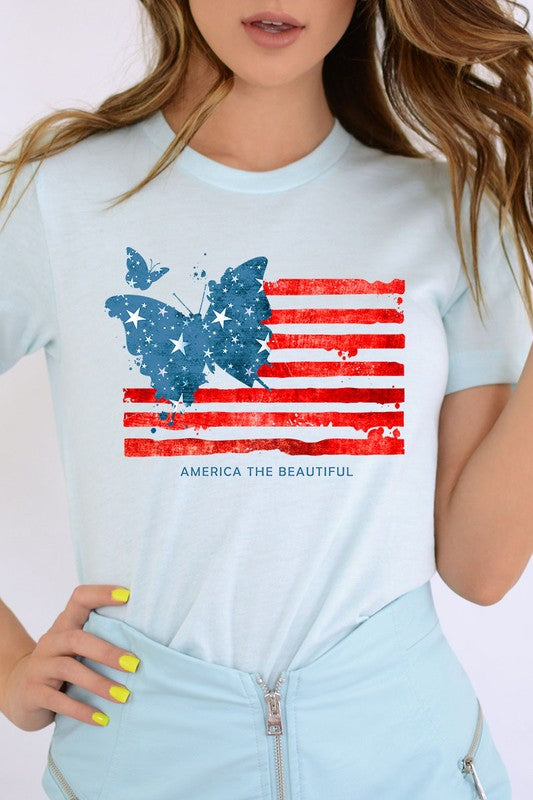 Butterfly USA Flag Graphic T-Shirt - RARA Boutique 