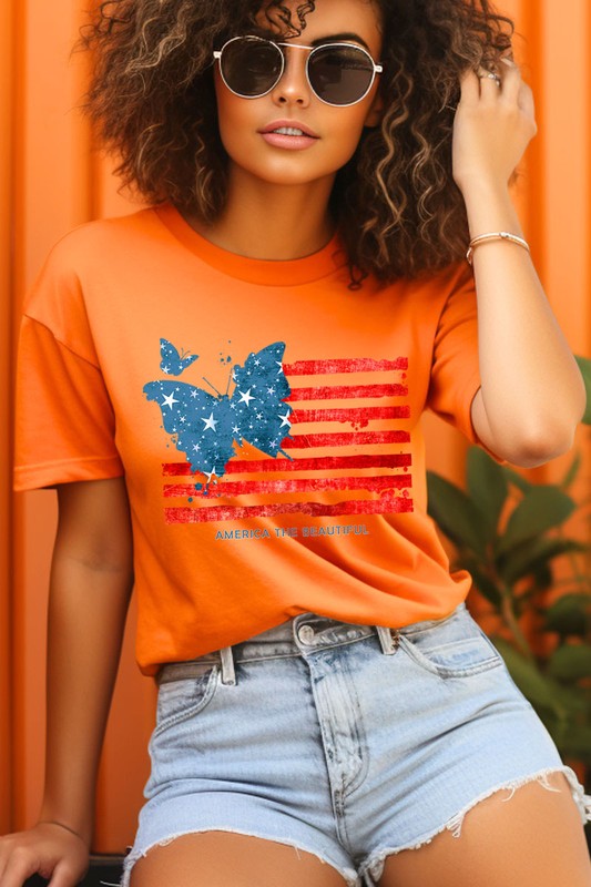 Butterfly USA Flag Graphic T-Shirt - RARA Boutique 