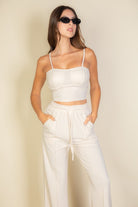 Bustier Cami Top & Slant Straight Pants Set - RARA Boutique 