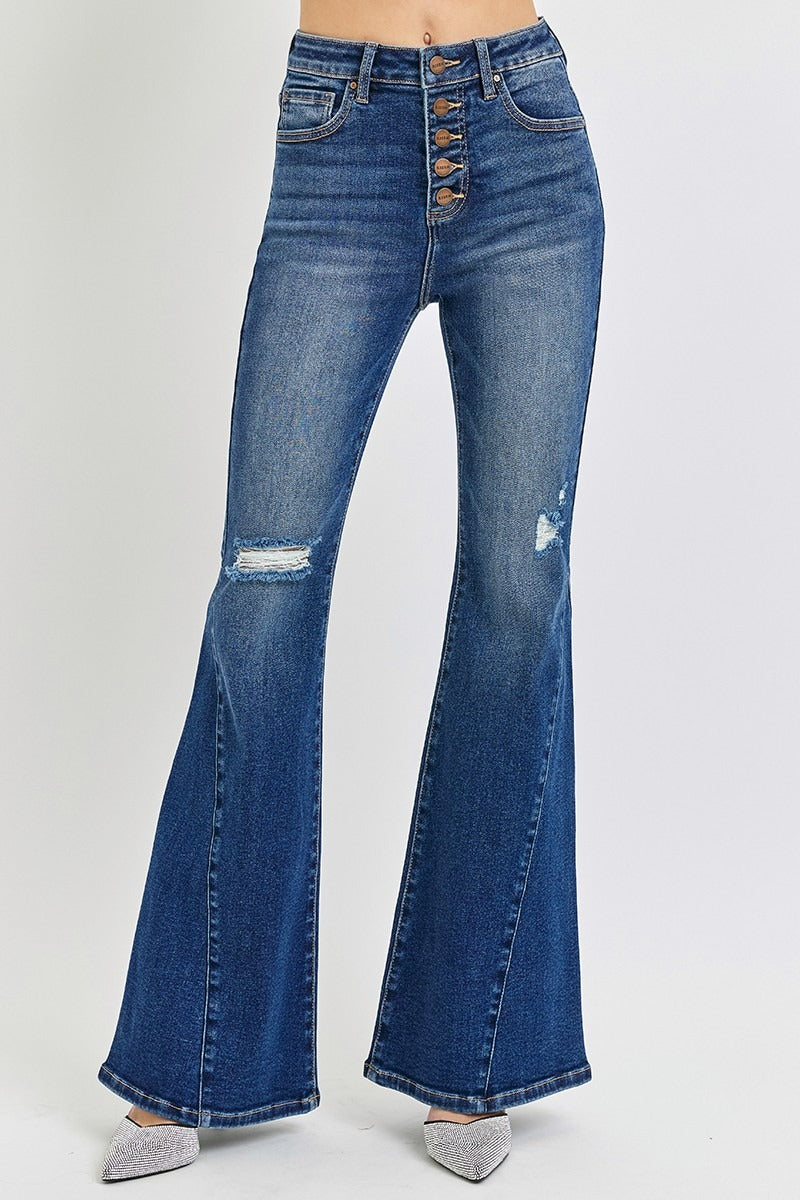 Diagonal Seam Button Fly Jeans - Risen - RARA Boutique 