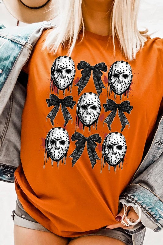 Jason Mask Bow Halloween Graphic T Shirt - RARA Boutique 