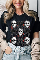 Jason Mask Bow Halloween Graphic T Shirt - RARA Boutique 