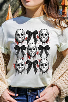 Jason Mask Bow Halloween Graphic T Shirt - RARA Boutique 