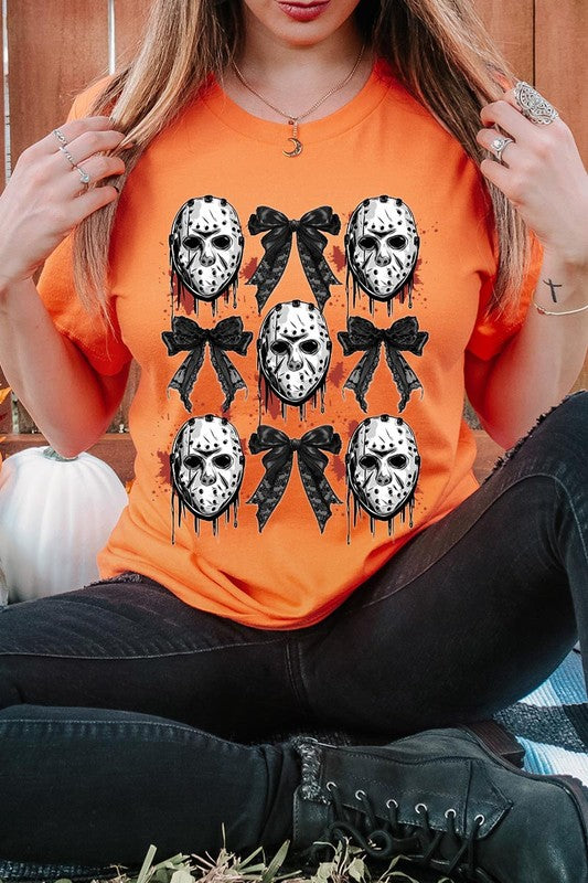 Jason Mask Bow Halloween Graphic T Shirt - RARA Boutique 