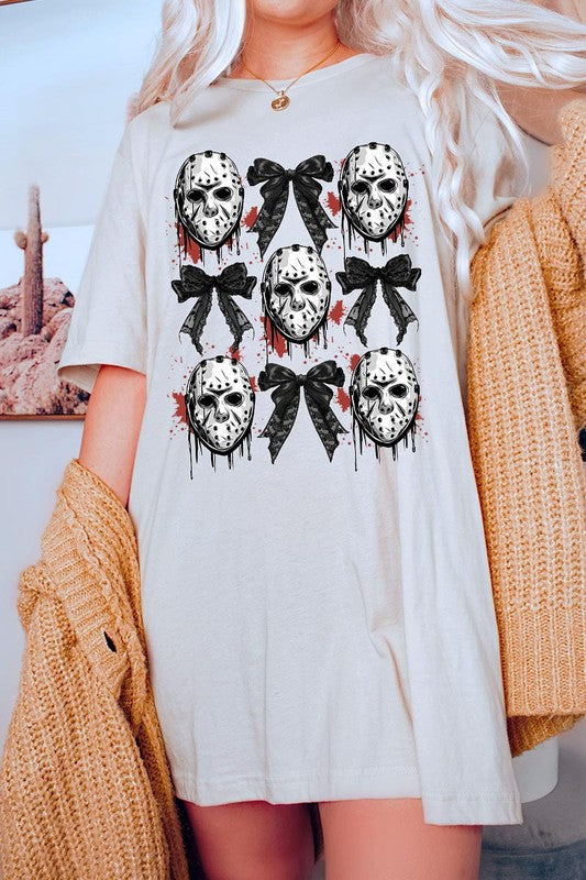 Jason Mask Bow Halloween Graphic T Shirt - RARA Boutique 