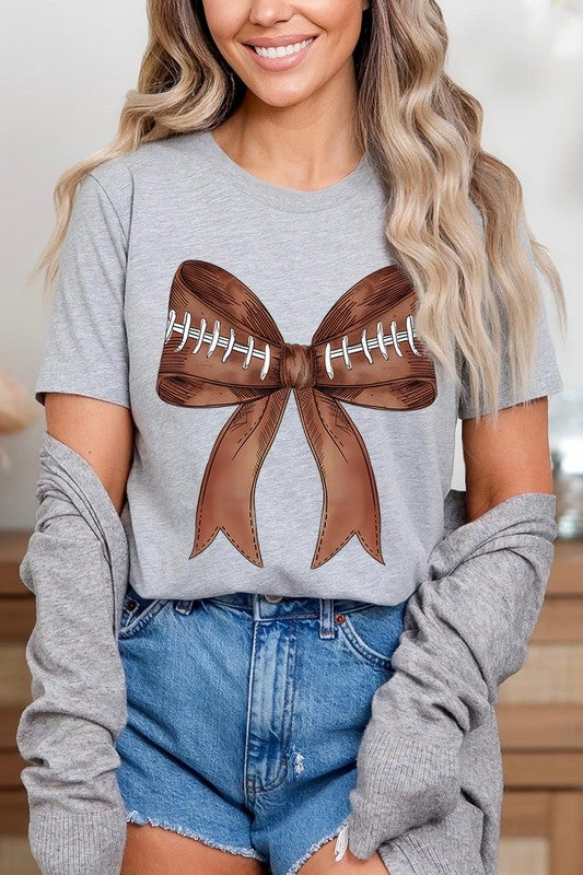 Coquette Football Bow Graphic T Shirt - RARA Boutique 