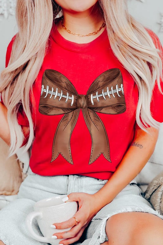 Coquette Football Bow Graphic T Shirt - RARA Boutique 