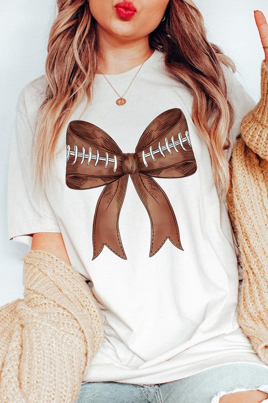 Coquette Football Bow Graphic T Shirt - RARA Boutique 