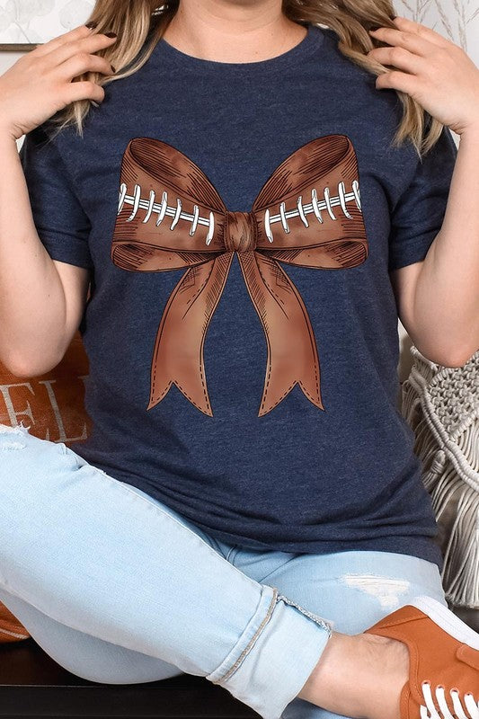 Coquette Football Bow Graphic T Shirt - RARA Boutique 