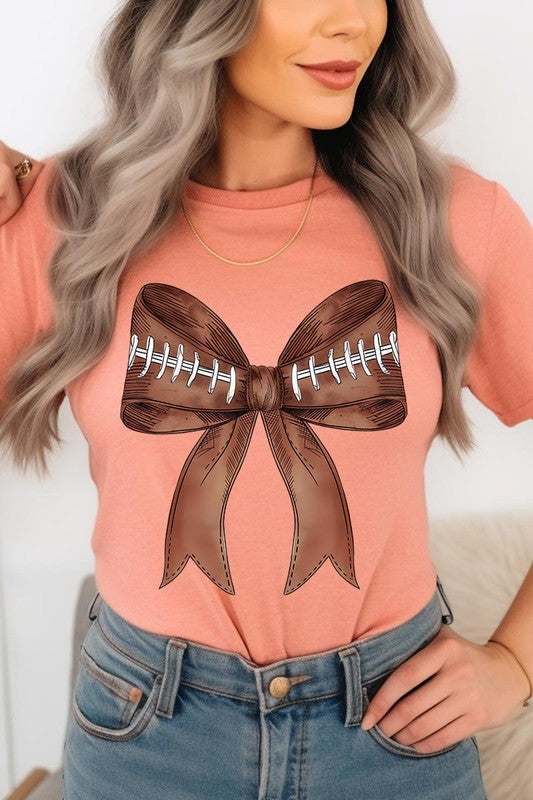 Coquette Football Bow Graphic T Shirt - RARA Boutique 