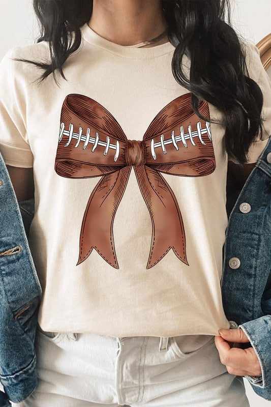 Coquette Football Bow Graphic T Shirt - RARA Boutique 