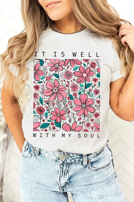 It Is Well With My Soul Flower Graphic Tee - RARA Boutique 